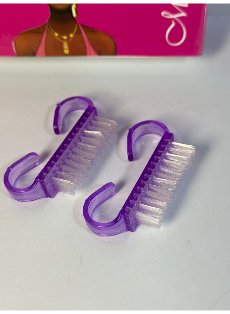 maya accessories 2Pcs Handle Grip Nail Brush Fingernail Cleaner Pedicure Scrub Foot Brushes Toes Cleaning Tool Kit may vary color - Image 3